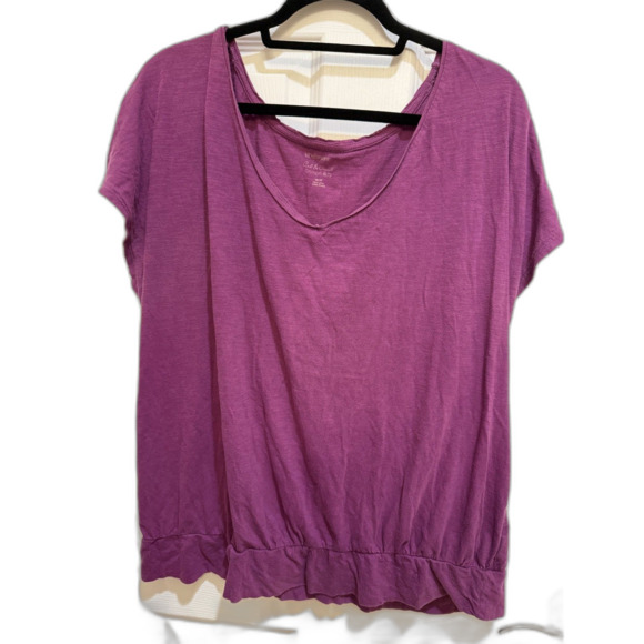 Women's Jewel Tone Stretchy Cotton Purple Lane Bryant V-Neck Top 18/20 - Picture 1 of 3